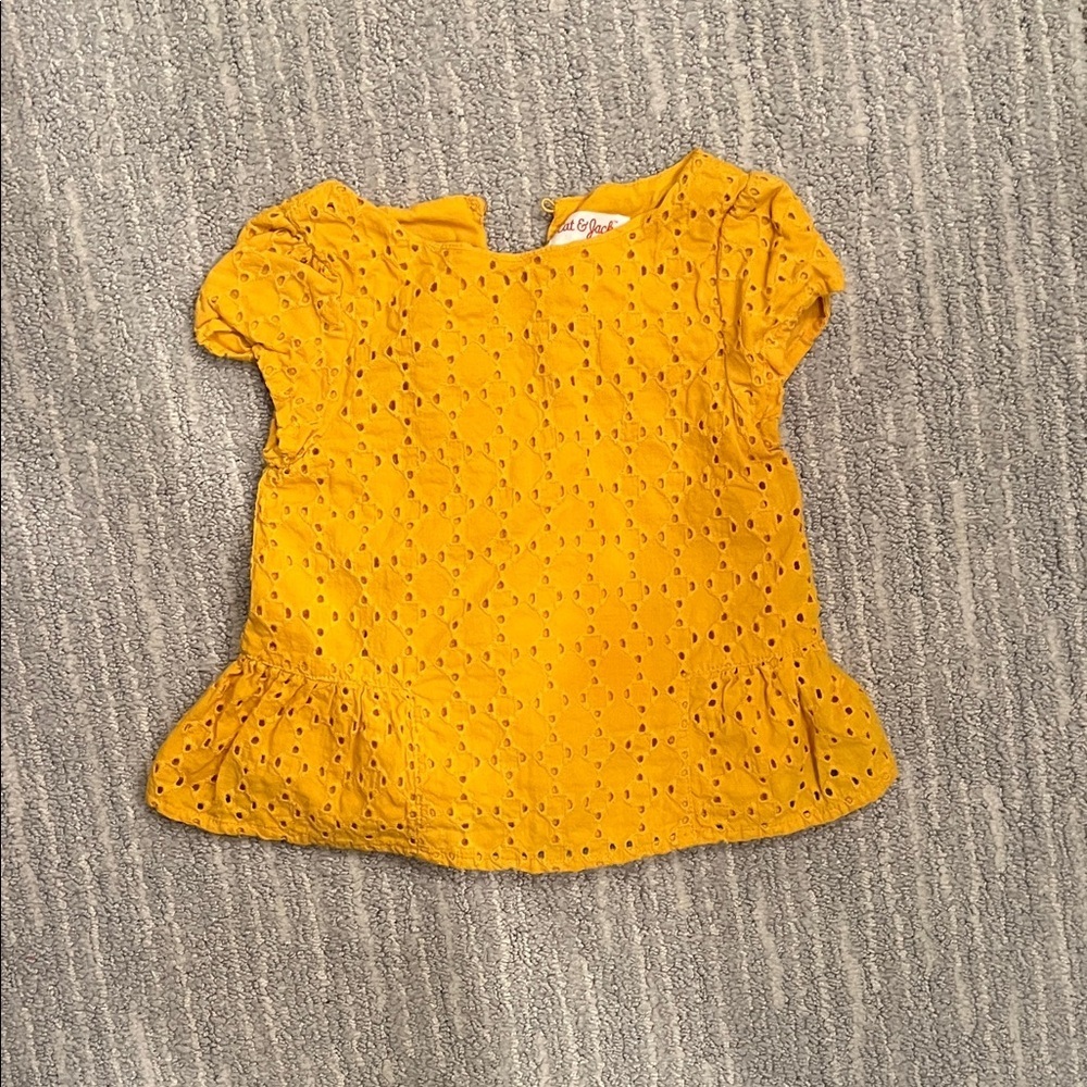 Cat & Jack Baby Girl Mustard Eyelet top 18M Spring Summer Outfit